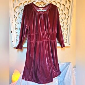 Terra & Sky Maroon Purple Red Merlot Velour Dress 1X